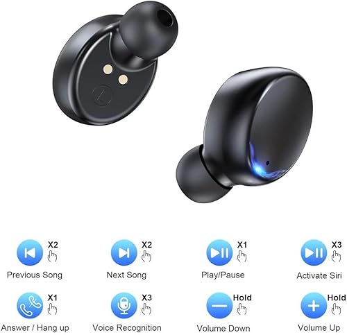 Miniatura 5 de Auriculares inalámbricos con funda de carga grande y función de carga de teléfono, IPX5 impermeable, sonido estéreo de alta fidelidad, control