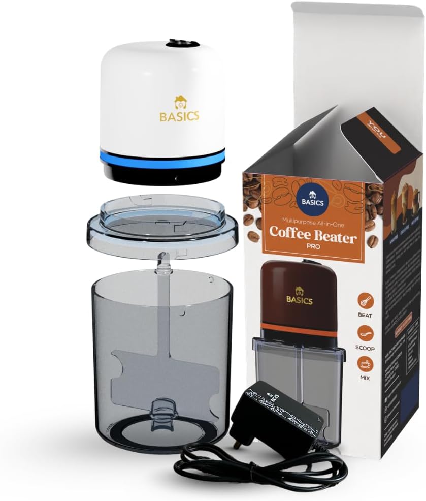Basics Coffee Beater Pro-Automatic|Whipped Butter|Egg Beater|Pancake Mixer|Pakoda Batter,Electric 40 W,White