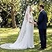 Suncalla 1 Tier Wedding Veil Long Branch Leaves Lace Bridal Veil Soft Tulle with Metal Comb for Women(51 x 37 Inches,White)