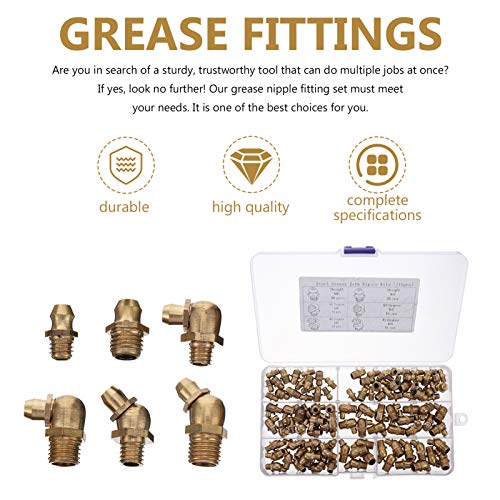 VILLCASE 106Pcs Kit de Graxeiras Kit Graxeiras Graxeiras Zerks Bicos Em Ângulo Reto Zerk Acessórios
