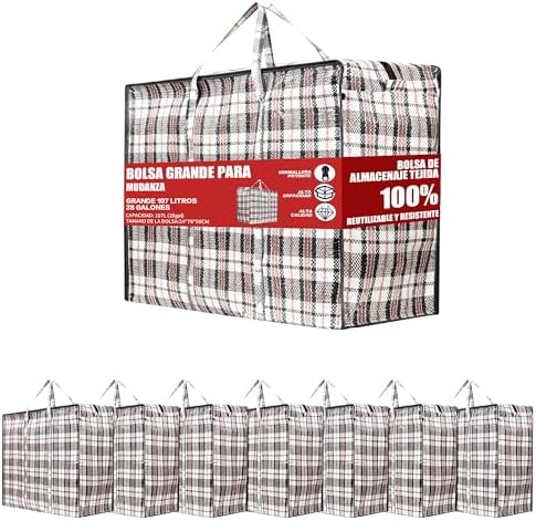PACK8 Bolsa de Rafia GRANDE para Mudanza y Almacenaje 76x59x24 cm...