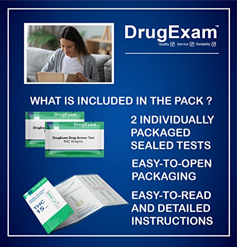 2 Pack - DrugExam Made in USA Most Sensitive Marijuana THC 15 ng/mL Single Panel Drug Test Kit - Marijuana Drug Test with 15 ng/mL Cutoff Level for Detecting Any Form of THC (2) - Thumbnail 2