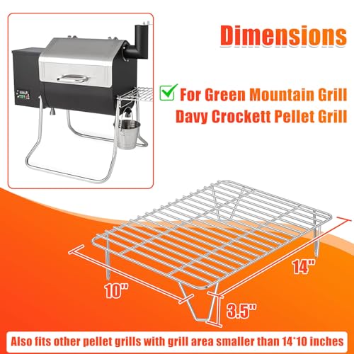 GRISUN Warming Rack for Green Mountain Grill Davy Crockett Pellet Grill, Upper Rack Replacement for GMG-6016, Grill Rack Addition for Doubled Cooking Space (14" x 10" x 3.5") - Thumbnail 2