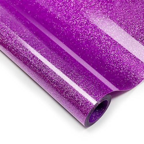 Image of Dark Purple Glitter HTV Heat Transfer Vinyl, 12 inch x 5ft lron on Vinyl, for T-Shirt Ironing, Vinyl HTV Easy to Cut and Weed, The Best Choice for DIY Creativity. (Dark Purple, 12 inch x5ft)