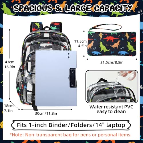Image of Clear Backpack Heavy Duty, Clear Bookbag with Pencil Case, Large See Through Backpack Plastic Transparent Backpacks for Primary College Work Travel
