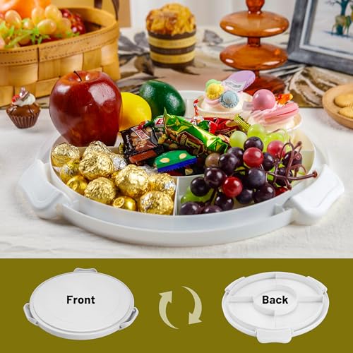 Nplux LSKRD-WHITE Cake Containers With Lids Round Plastic Cupcake Holders 4-In-1 Multipurpose Cake Carrier Holder thumb #3
