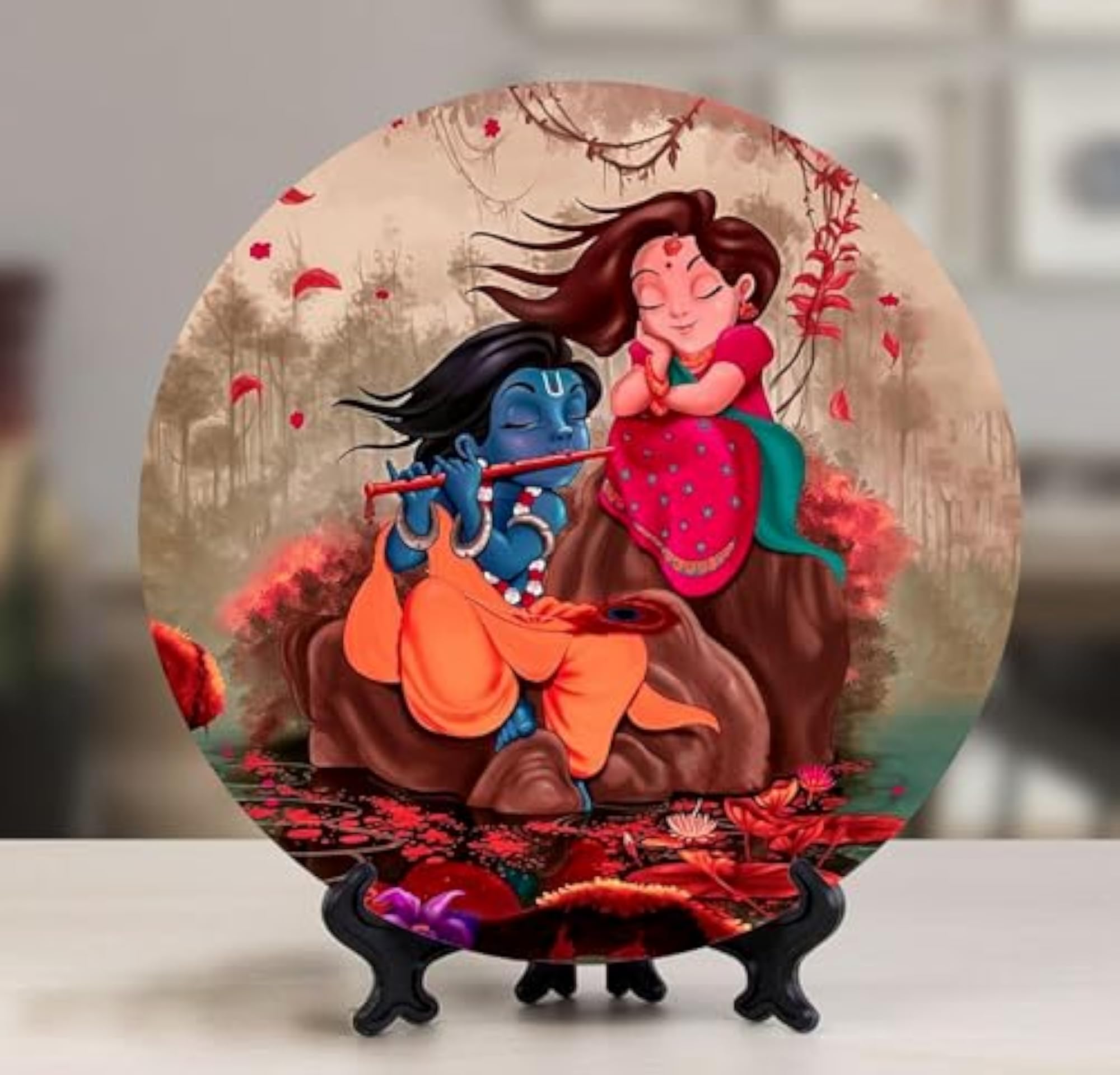 Decorative Ceramic Wall Hanging Art Plate, Muralidhara Design