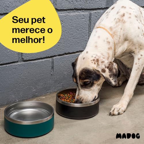 Kit 2 Comedouros Cachorro Pet Aço Inox 946ml MADOG Preto