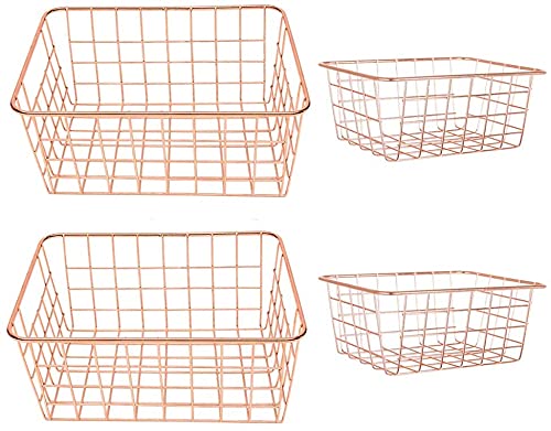 4 Paniers décoratifs en or rose 2 grands et 2 petits rangements parfaits pour la maison et le bureau (Rose / 2 Large +2 Small) Cover