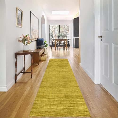 廊下用ロングカーペットランナー 100cm 2m 300cm 4m 5m 6m イエロー 洗えるランナーラグ 滑り止め狭いエリアラグ ゴム裏地付き (Size : 100×600cm)