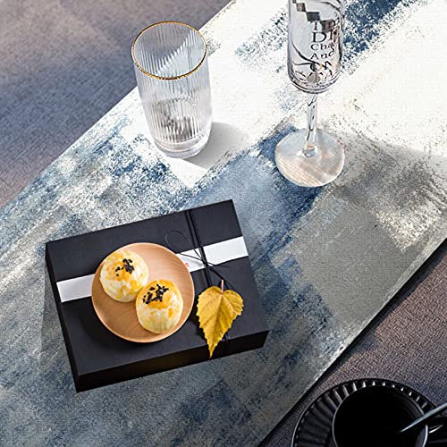 Mcalk Dusty Blue Table Runner And Placemats Set Of 6, Pink Flower Placemats Modern Art,Abstract Art Cloth Place Mats Indoor For Kitchen,Washable Placemats Linen Material For Dining Table #TOP5