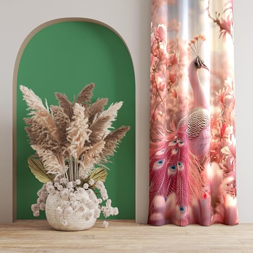Image of Ultimate Trends Digital Printed |Peacock Prints| Light Filtering Curtains for Windows & Doors | Multiple Styles & Colors | Set of 2 | 6 FEET