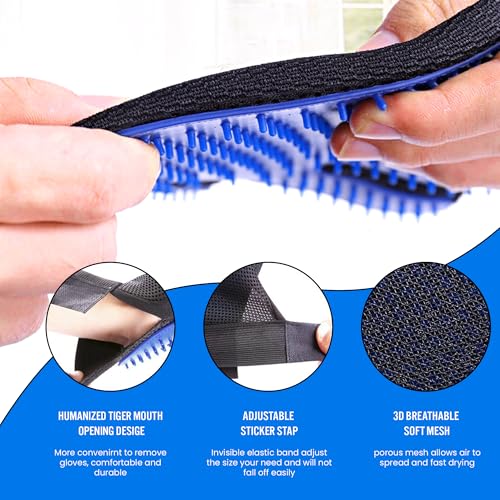 Image of Blue Pet Hair Remover Gloves - 1 Pair, Pet Grooming Gloves | Cat Hair Remover | Gentle Deshedding Brushes for Dogs, Cats & Horses | Dog Washing Gloves