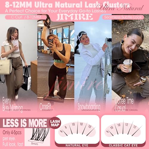 Image of Wispy Lashes Clusters with Invisible Band Venus Lash Clusters Natural Look Short Eyelash Clusters 8-12MM Cluster Lashes C-Curly DIY Natural Individual Lashes Clusters Extensions at Home