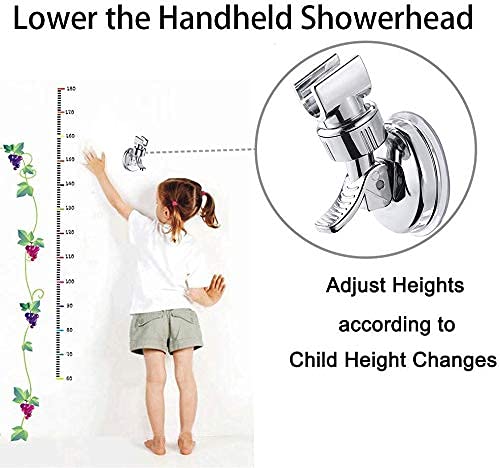 Yifei Shower Head Holder Suction Cup Handheld Showerhead Bracket Adjustable Height Shower Holder, Removable Handheld Wand Holder Wall Mounted Suction Bracket (Silver-1Pcs) #TOP1