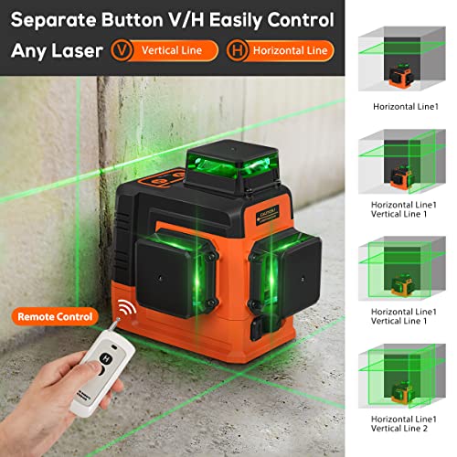 Takamine 12 Lines Laser Level Self Leveling 3X360° 3D Green Cross Line For Construction/Picture Hanging, Remote Controller, Rechargeable Li-Ion Battery, Magnetic Stand And Portable Bag #TOP1