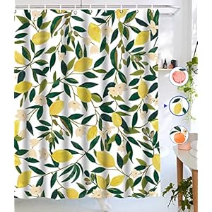 Lifeel Citroen Douchegordijnen, Allover Fruit Douchegordijn Groen Bladeren Plant Design Waterdichte Stof Badkamer…