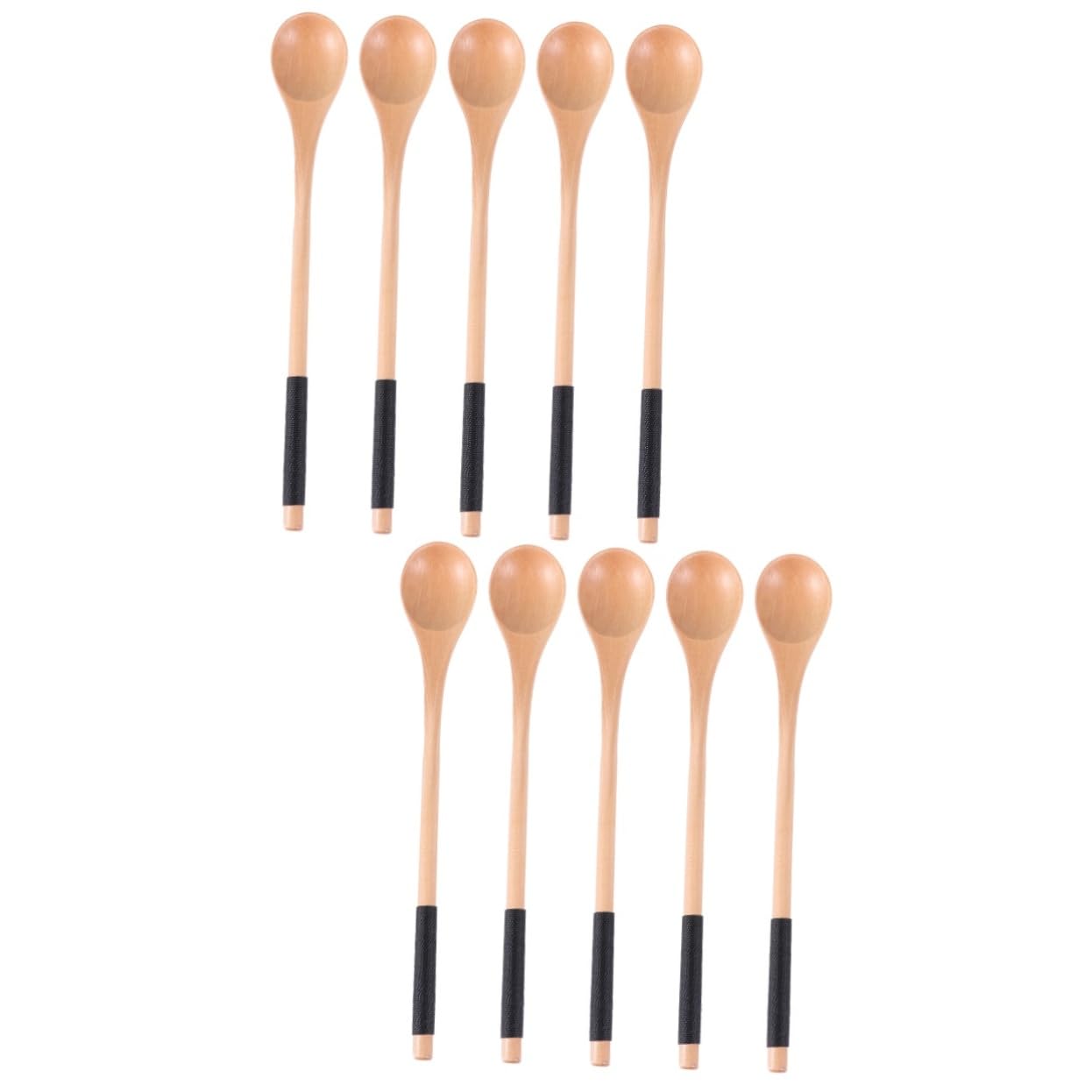 Cucharas de madera PRETYZOOM de acabado natural y mango con hilo negro exclusivo