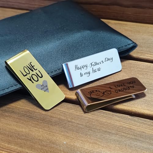 Personalized Engraved Money Clip for Men - Custom Stainless Steel Gift for Him, Dad, Grandpa - Engrave Handwriting/Kids Drawings - Mens Wallet with Money Clip - Father’s Day, Birthday Gift4