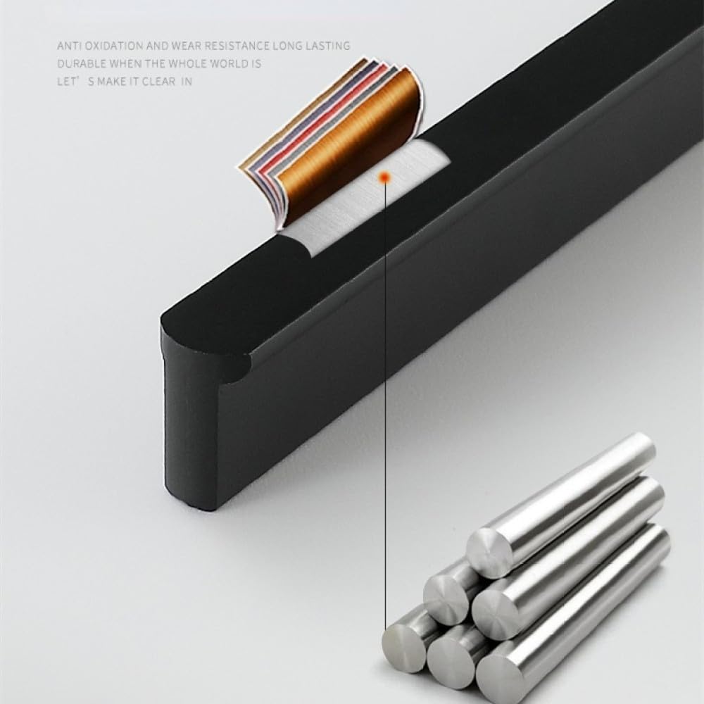 Tiradores para muebles de aleación de zinc Tiradores para armarios con bordes lisos Tiradores para armarios y cajones dorados y negros Tiradores para armarios y cajones,800mm,Laskine