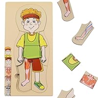 My Body Puzzle for Toddlers Kids Girls Boys Montessori Wooden Anatomy Puzzle Play Set 3-8 Years Old Preschool Learning Game Human Body Skeleton Toys