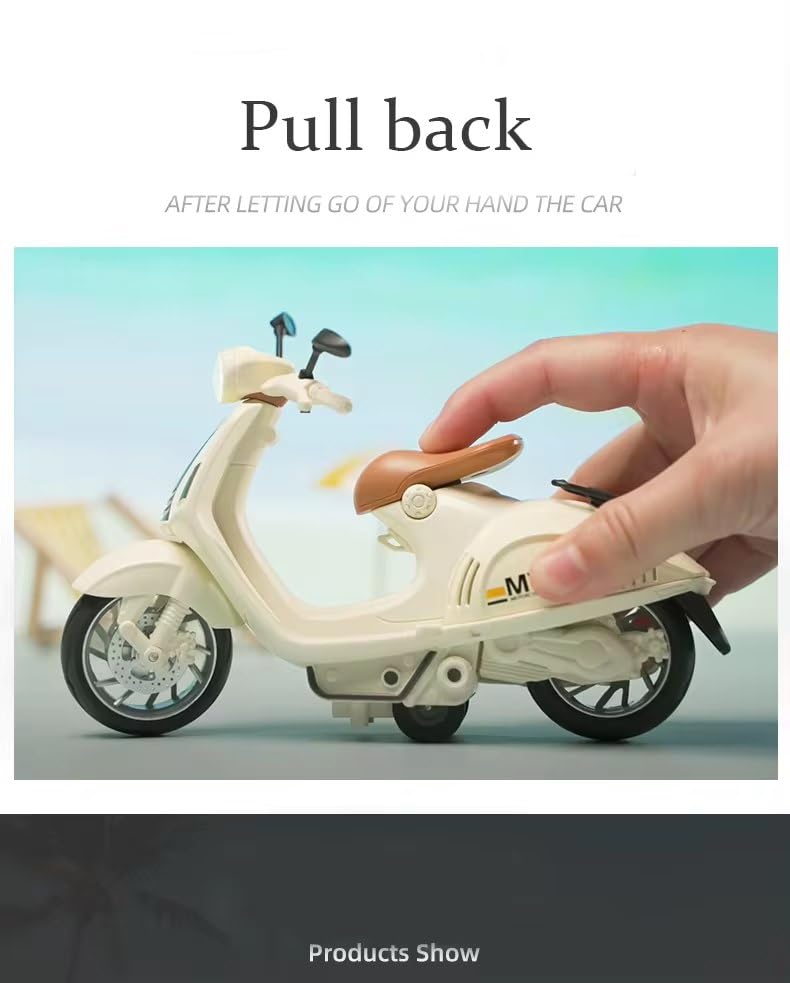Image of FEXXA Police Motorcycle Toy - Pull Back Motorcycle Toys, Tiny Gift with Music Lighting, Latte Motorcycles Toy for Kids Boys Age 3-8 Year Old [Multicolor] (Little Bike-White)