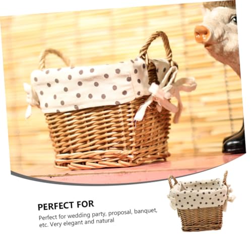 Image of Outanaya 1Pc Handwoven Rattan Storage Basket Elegant Khaki Woven Organizer for Home Decor Weddings and Special Events for Fresh and Dried Flower Arrangements
