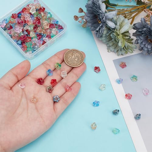 HOBBIESAY 10 Colors 150Pcs Glass Bellflower Beads Mixed Color Trumpet Flower Beads Bellflower Charm Bead Caps for DIY Necklace Bracelets Earring Making Decoration Gifts,Hole:1mm - Image 3