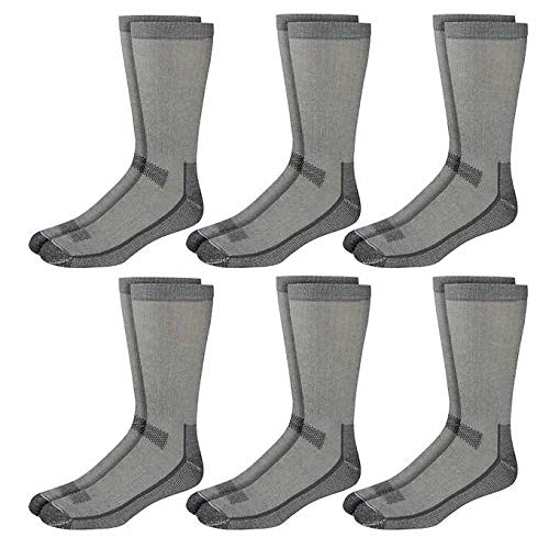 Kirkland Signature Mens 6 Pack Merino Wool Blend Crew Socks Grey (Medium - Shoe Size 7-9.5) (M)