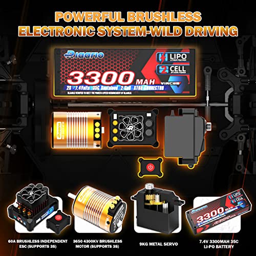 AMORIL 1/10 AK-917 Fast Brushless RC Cars for Adults,Max 75mph Hobby Electric On-Road RTR with 9KG Metal Servo,3650 4300KV Motor,60A Independent ESC,Remote Control Car for Boys,Cyan