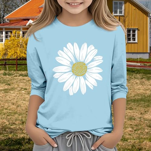 Girls 3/4 Sleeve Dandelion Prints T-Shirt Vintage Aesthetic Tees Graphic Tops for Kids Girls Crewneck Tees Cute T-Shirt4