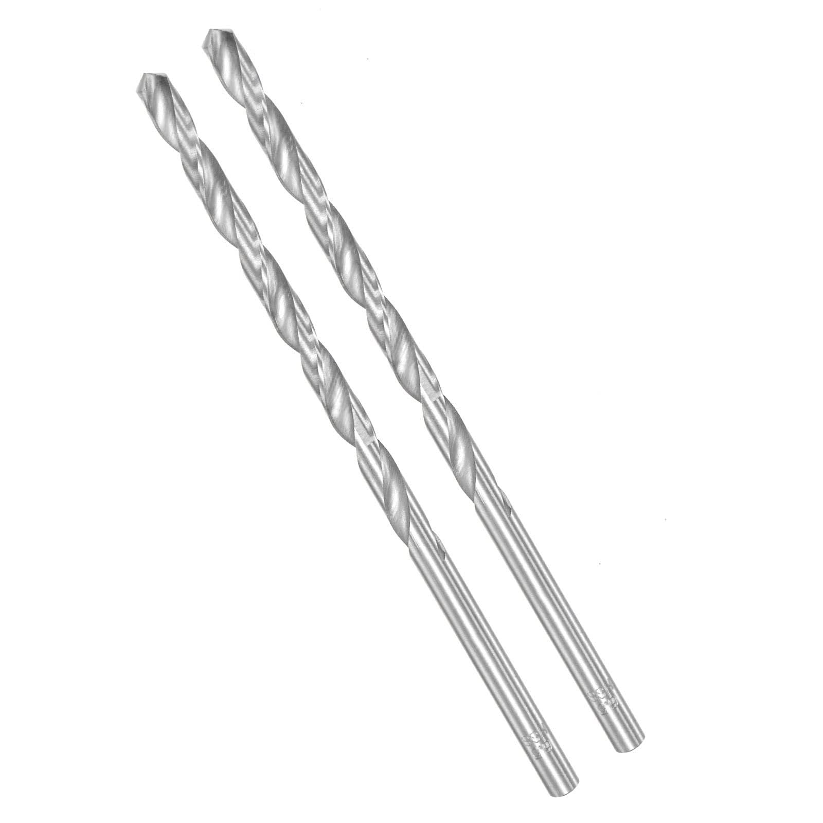 ROWORKX 2Pcs 6.5mm x 160mm Extra Long HSS Twist Drill Bits - Straight Shank Spiral Drill Bits for Wood, Metal, Aluminium, Plastic
