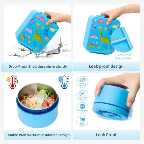 Image of Kids Lunch Box with 12oz Insulated Food Jar, Leak-Proof Bento Box for Kids