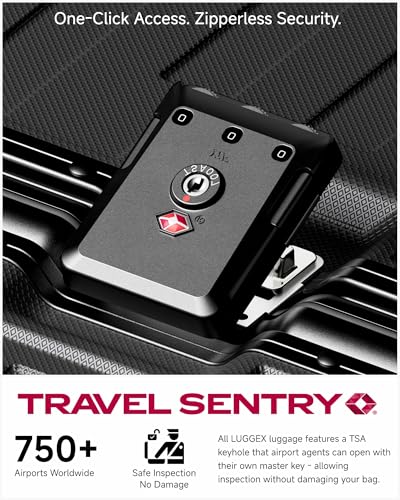 Image of LUGGEX Checked Suitcase with Spinner Wheels, 8010S Aluminum Frame Zipperless Polycarbonate Hard Shell Suitcase (ZX-Core, Black, 30 Inch)