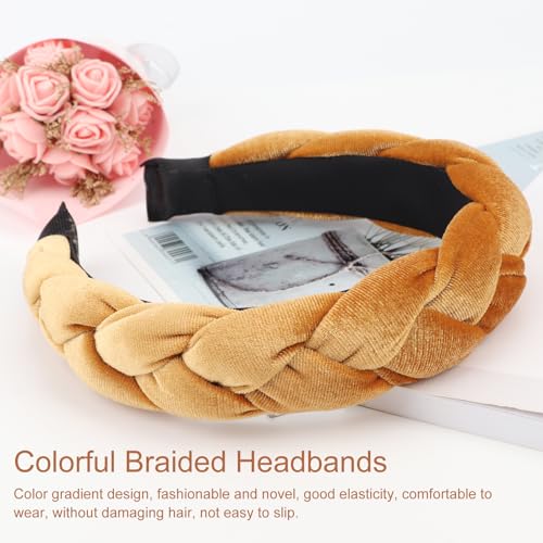 Image of DRESHOW Braided Headbands for Women Velvet Hair Hoop Elastic Criss Cross Hair Bands Accessories