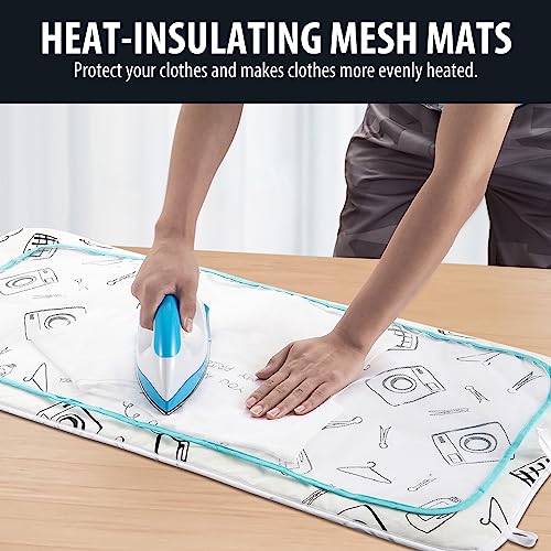 Image of Seiritex Ironing Mat, Portable Ironing Pad 39.4 x 18.9 inch Table Top Iron Board 5 in 1 Travel Ironing Blanket for Washer, Dryer, Counter top, White