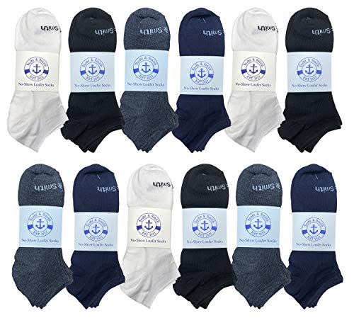BILLIONHATS 12 Pairs of Wholesale Men's Cotton Shoe Liner Training Socks No Show Thin Low Cut Sport Ankle Bulk Socks, 10-13 (Assorted)