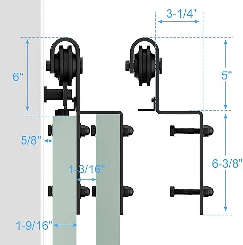 Miniatura 3 de ZEKOO Bypass - Herrajes para puerta de granero  Rodillo resistente para colgar puertas con puente, tapón, guía de suelo y accesorios, fácil
