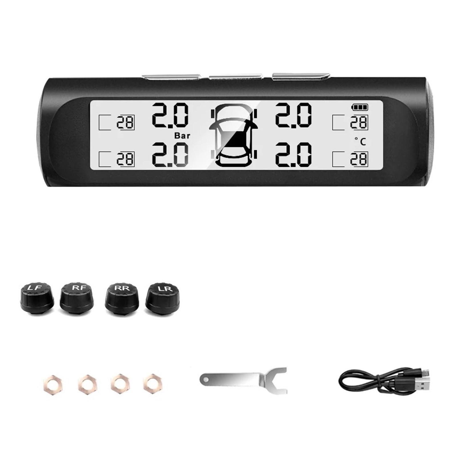 4 Czujniki Zewnętrzne Samochód Energia Słoneczna TPMS Alarm Ciśnienia W Oponach Cyfrowy Wyświetlacz Auto Tester Ostrzeżenie System Monitorowania Precyzyjne Wykrywanie