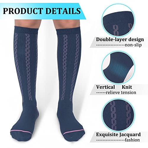 Image of 30-40mmHg Medical Graduated Compression Socks for Women&Men Circulation-Compression Stockings-Knee High Socks for Support,Hiking,Running