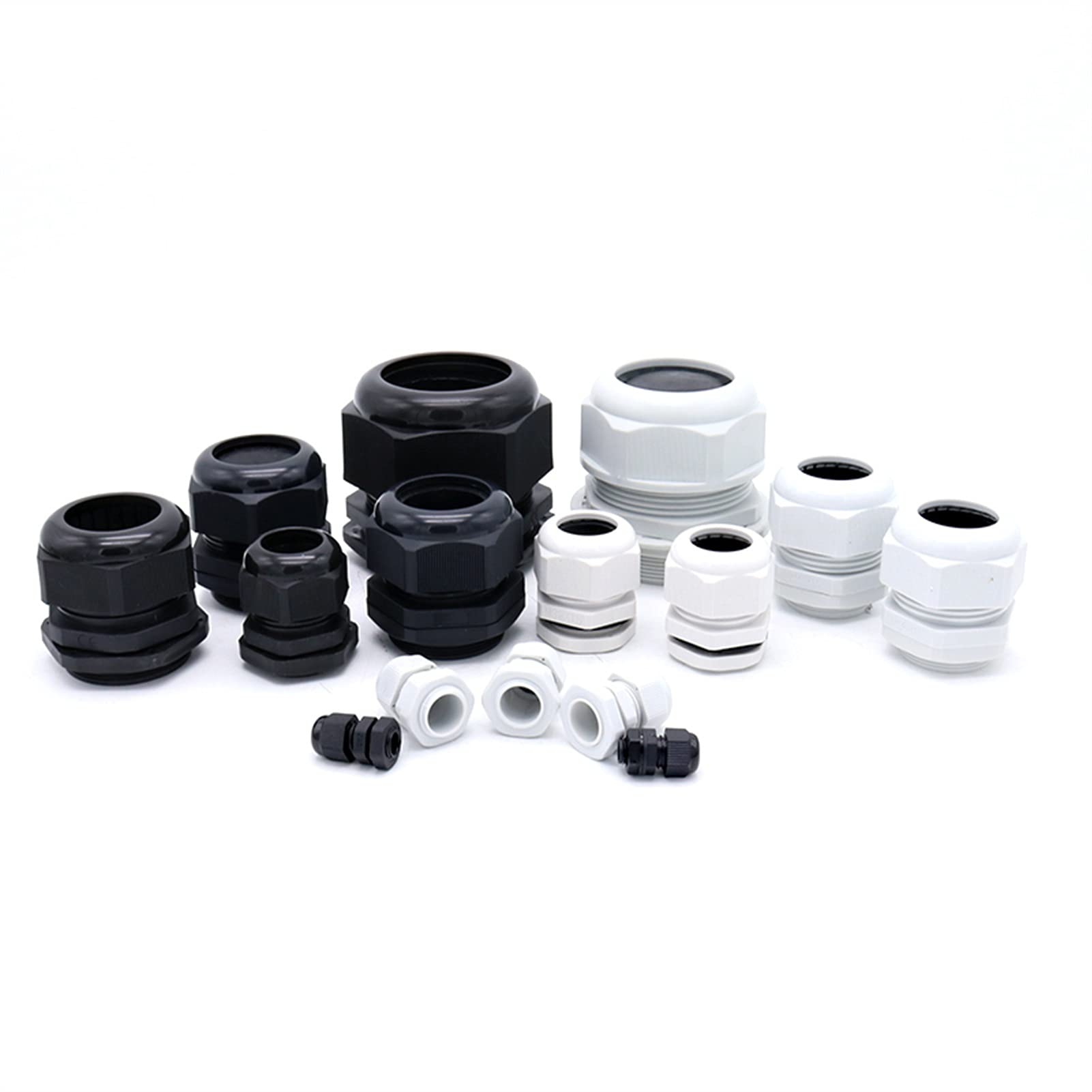 Kit de mezcla de sellos de cable, Conectores de cable de nailon de plástico, 10 piezas PG7-PG29, prensaestopas de nailon IP68 for caja de conexiones(Pg13.5 L 12 Bk 10pcs)