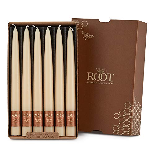 Root Candles Unscented Smooth Hand-Dipped 9-Inch Taper Candle, Buttercream