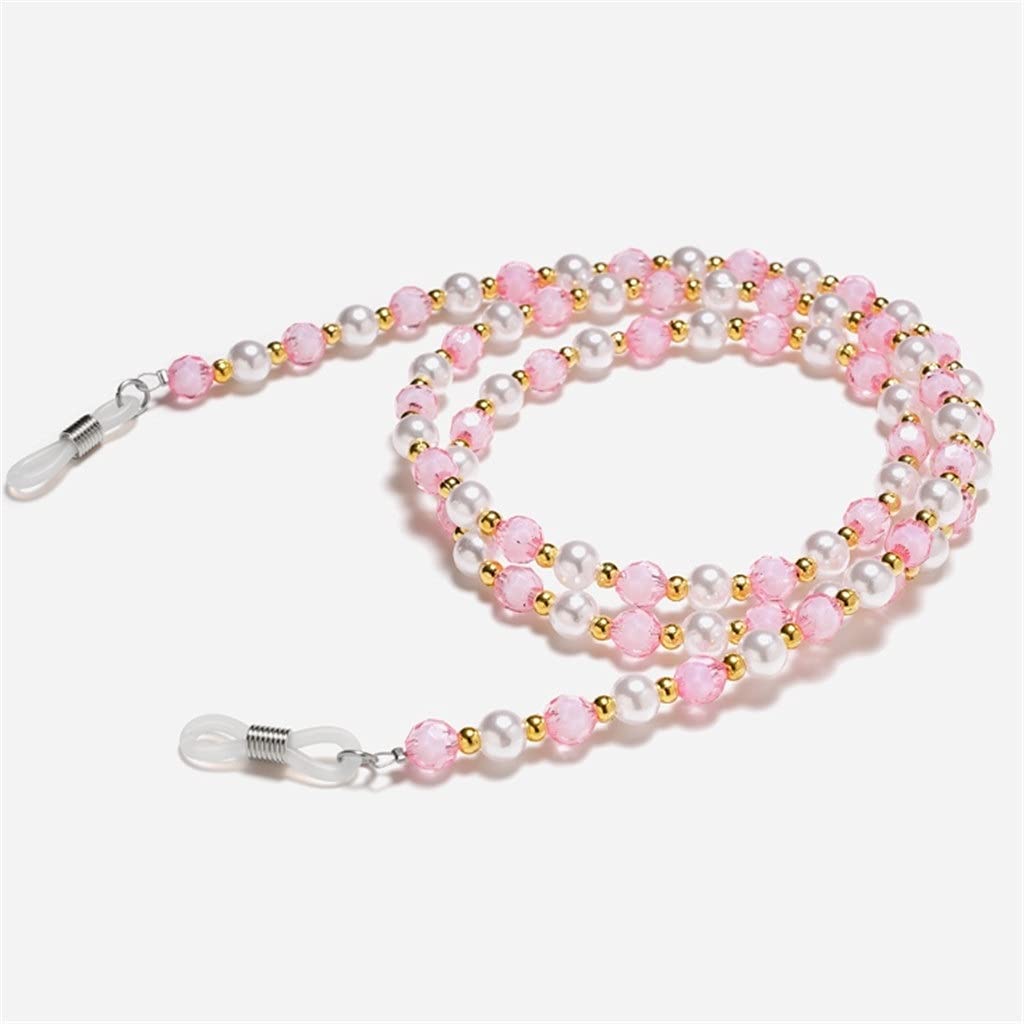 Siebenfarbige Perlen Brillenkette Schlüsselband Brillenband Sonnenbrillenschnüre Casual Brillenzubehör (Color : E, Size : Length-70CM) (D Length)