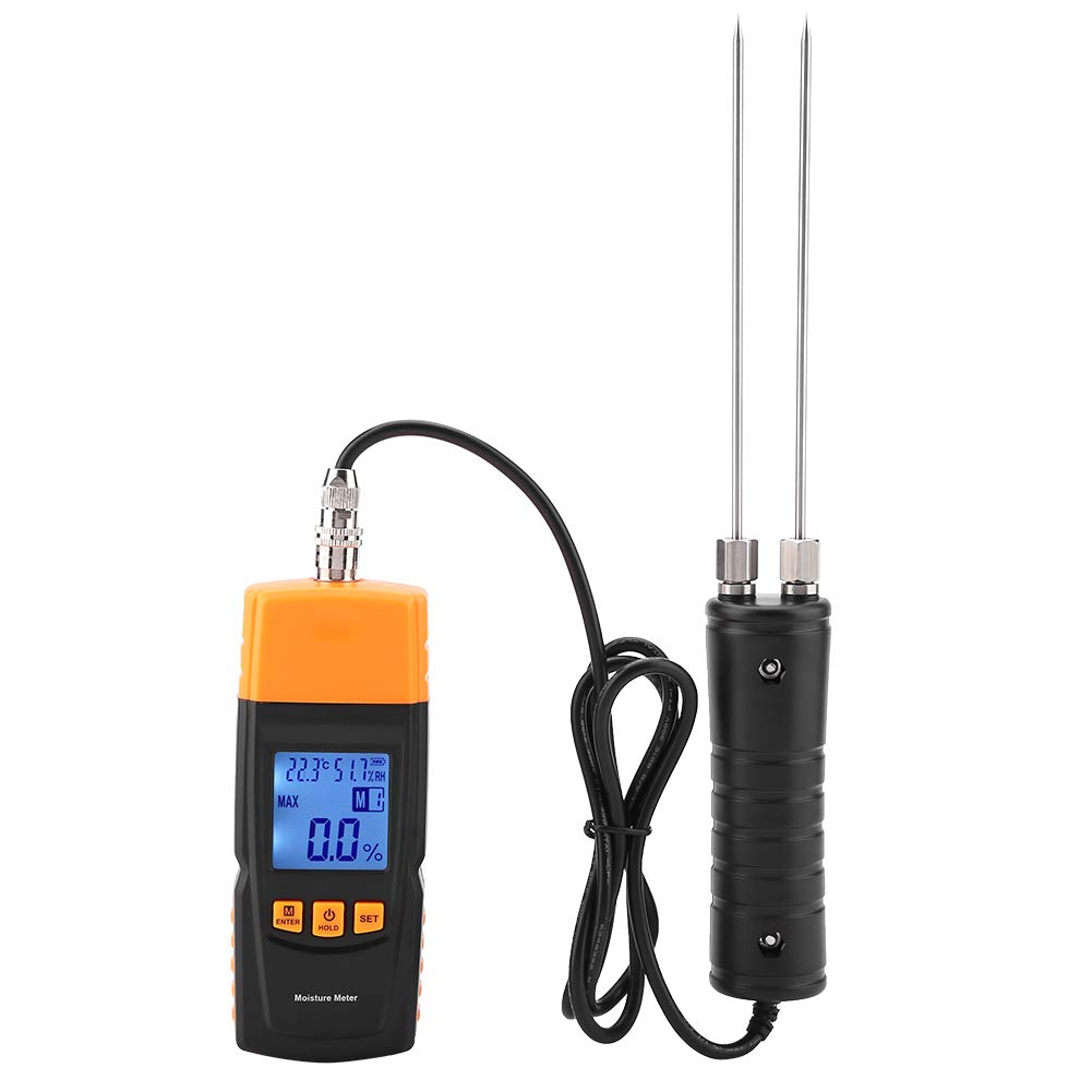 Medidor de humedad multifuncional Probador de humedad de madera Detector de fugas de agua para papel de tabaco de algodón de bambú de madera con pantalla LCD