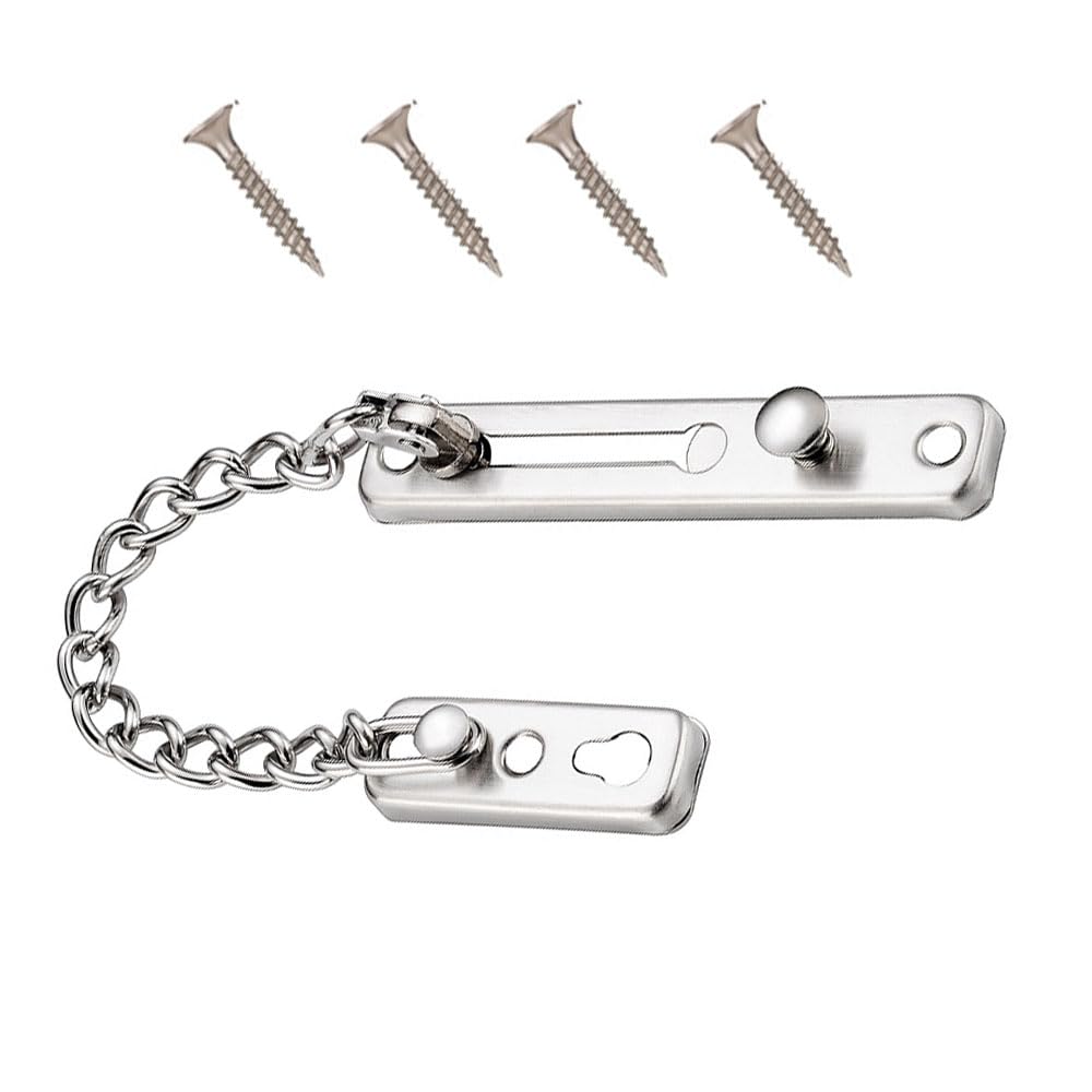 Catena Per Porta Di Sicurezza,Catena Porta, Catena di Sicurezza Della Porta, Serratura Catena di Sicurezza in Acciaio del Catenaccio della Porta della Catena Antifurto Portiere Finestre(Argento)