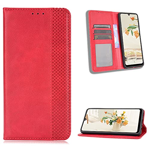 Shinyzone Compatible with LG Wing 5G Wallet Case with Card Holder,Vintage Retro Embossed Flip PU Leather Magnetic Cover Lanyard Purse Protective Phone Case,Red