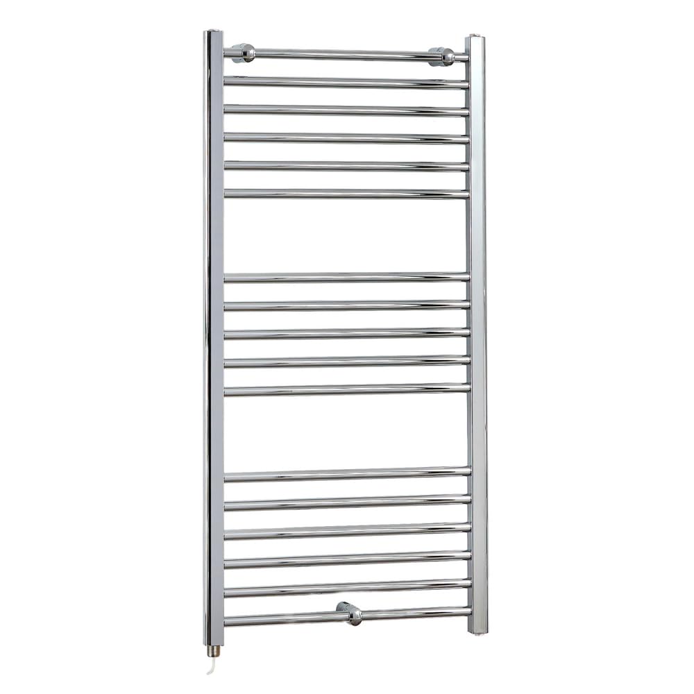 Milano Grey/Chrome X Ecoso Kent Electric - 1200Mm X 600Mm Curved Heated Towel Rail - With Simple Element