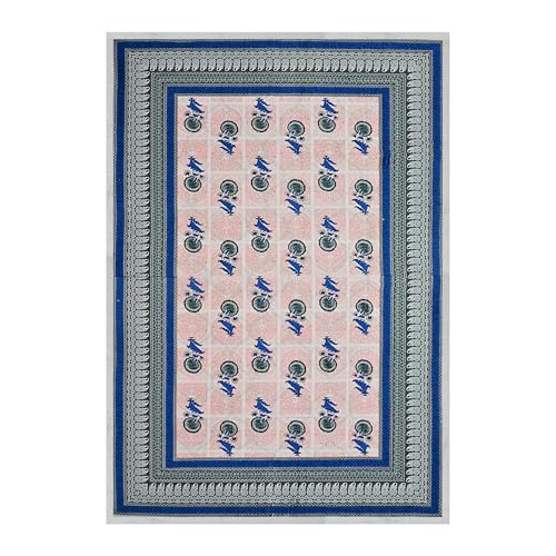 Image of 100% Cotton Single Bedsheet with 1 Pillow Cover | 240 TC Pure Cotton Flat Bed Sheet | Traditional Jaipuri Printed Bedding Set | Soft & Breathable | 60 x 90 Inch (Rangmahal Single 01)