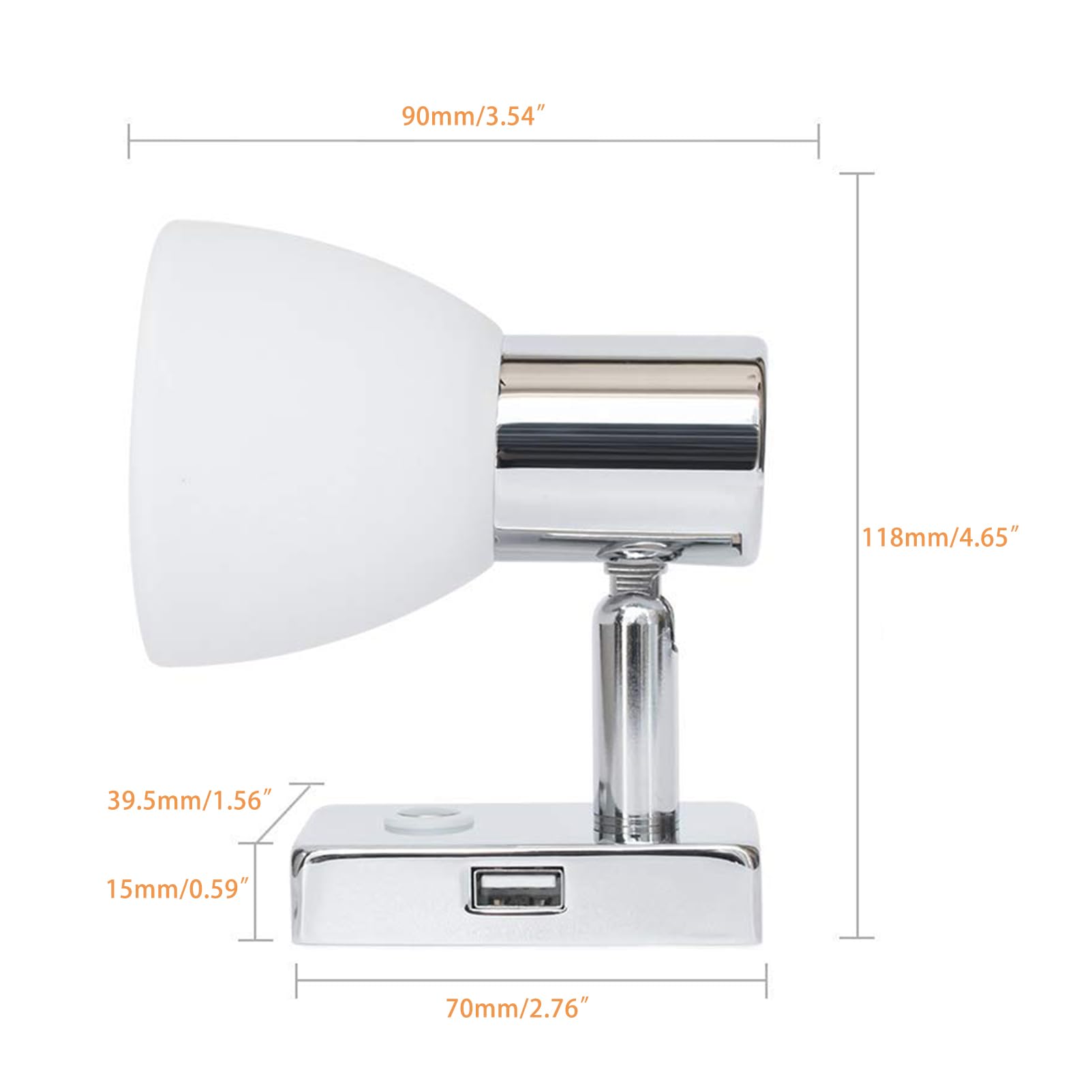 FOTN Oświetlenie wewnętrzne do kampera, LED, 12 V, lampka do czytania, 3 W, z portem USB, przełącznik dotykowy, ściemniana, ciepła biel, do przyczepy kempingowej, łodzi, kampera, vana, jachtu, 2 szt
