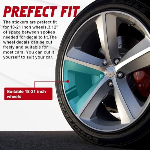 Image of x xotic tech Auto Universal Racing Style 4Pcs Front Hood Fender Double Hash Stripe Stickers + 6Pcs Reflective Wheel Tire Rim Safety Warning Decals Decoration Accessories Set (Black)